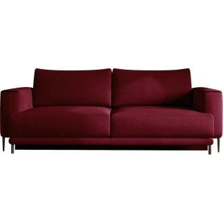 Canapé 3/4 places convertible et espace de rangement - Rouge - en velours de qualité, DANY