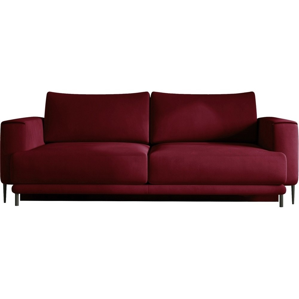 Canapé 3/4 places convertible et espace de rangement - Rouge - en velours de qualité, DANY, Rouge foncé