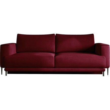 Canapé 3/4 places convertible et espace de rangement - Rouge - en velours de qualité, DANY