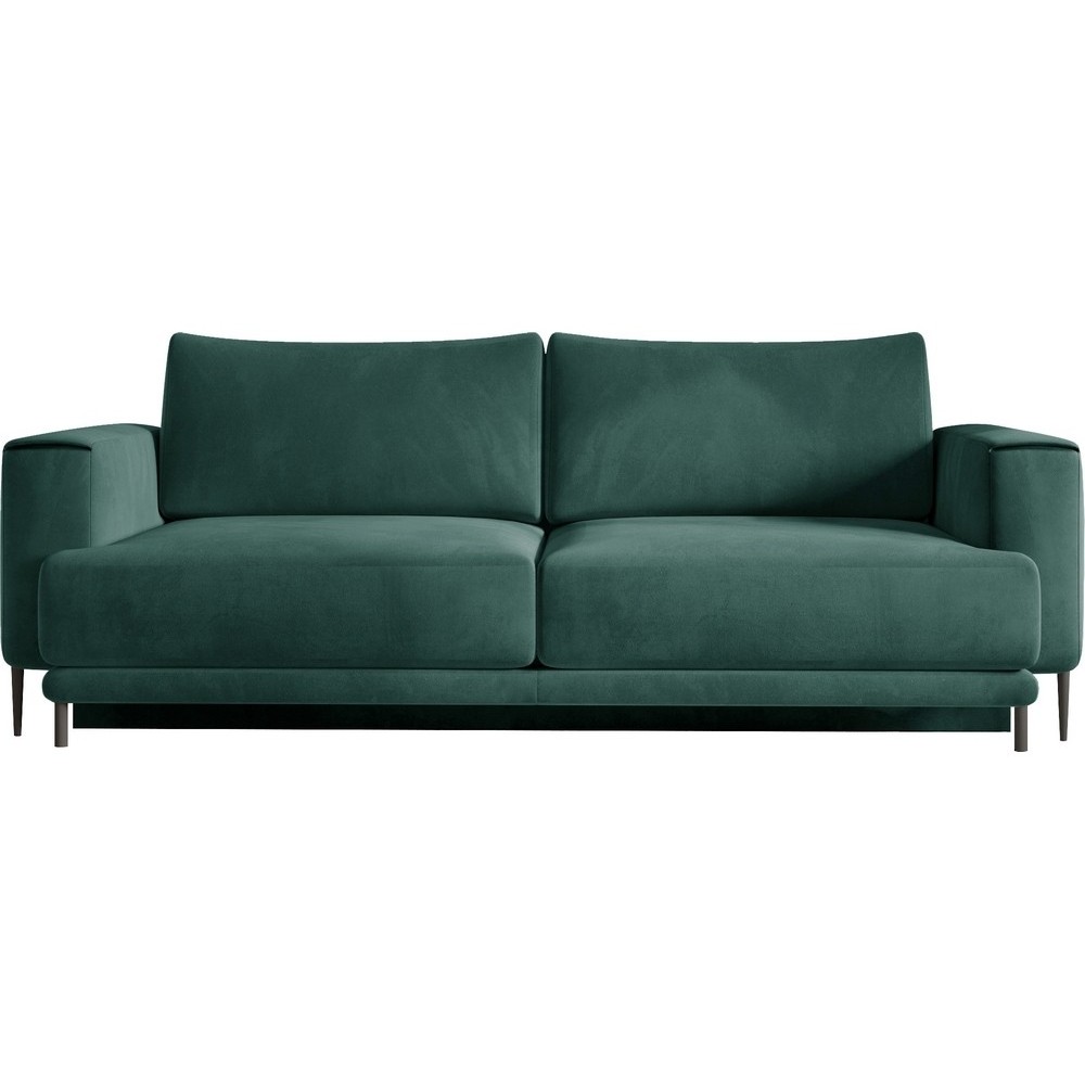 Canapé 3/4 places convertible et espace de rangement - Vert - en velours de qualité, DANY