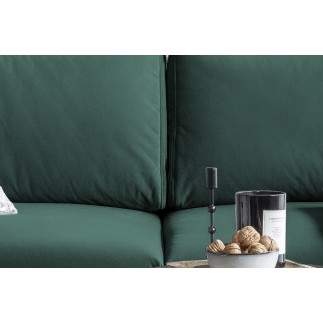 Canapé 3/4 places convertible et espace de rangement - Vert - en velours de qualité, DANY