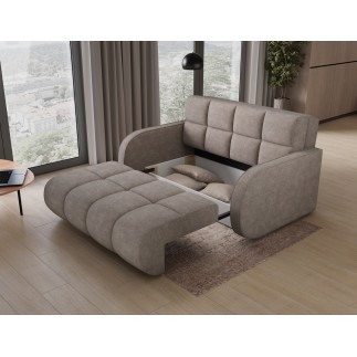 Canapé 2 places convertible tissu doux beige