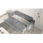 Canapé 3/4 places convertible et espace de rangement - beige - en velours de qualité, DANY