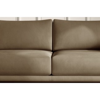 Canapé 3/4 places convertible et espace de rangement - beige - en velours de qualité, DANY