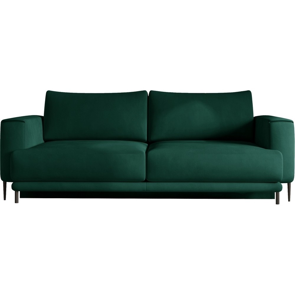 Canapé 3/4 places convertible et espace de rangement - vert - en velours de qualité, DANY