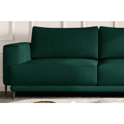 Canapé 3/4 places convertible et espace de rangement - vert - en velours de qualité, DANY