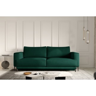 Canapé 3/4 places convertible et espace de rangement - vert - en velours de qualité, DANY