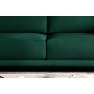 Canapé 3/4 places convertible et espace de rangement - vert - en velours de qualité, DANY