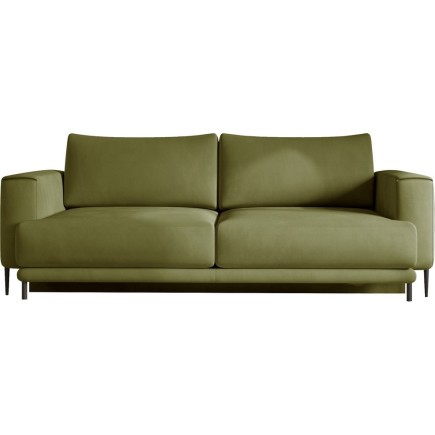 Canapé 3/4 places convertible et espace de rangement - vert olive - en velours de qualité, DANY