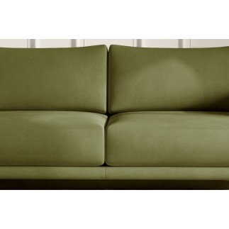 Canapé 3/4 places convertible et espace de rangement - vert olive - en velours de qualité, DANY