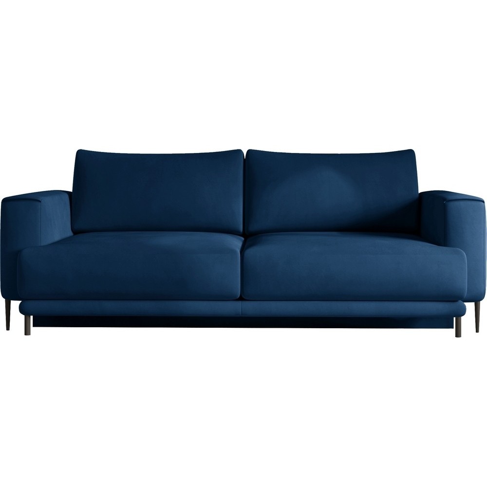 Canapé 3/4 places convertible et espace de rangement - bleu - en velours de qualité, DANY