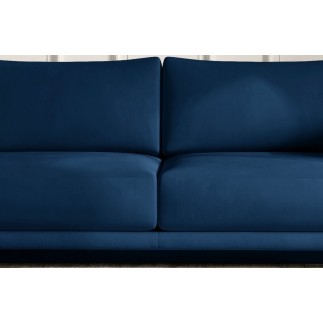 Canapé 3/4 places convertible et espace de rangement - bleu - en velours de qualité, DANY