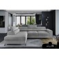 - Canapé d'angle convertible - LARRY VELOURS Luxe, 5 places, gris , angle gauche (vu de face)