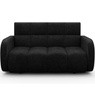 Canapé 2 places convertible tissu doux noir