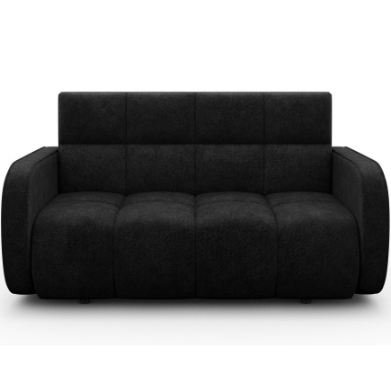 Canapé 2 places convertible tissu doux noir