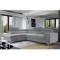 - Canapé d'angle convertible - LARRY VELOURS Luxe, 5 places, gris , angle gauche (vu de face)