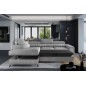 - Canapé d'angle convertible - LARRY VELOURS Luxe, 5 places, gris , angle gauche (vu de face)