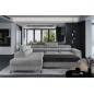- Canapé d'angle convertible - LARRY VELOURS Luxe, 5 places, gris , angle gauche (vu de face)
