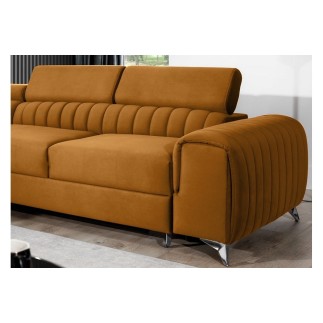 Canapé d'angle convertible - LARRY VELOURS Luxe, bronze, 5 places, angle gauche (vu de face)
