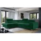 Canapé d'angle convertible - LARRY VELOURS Luxe vert, 5 places, angle gauche (vu de face)