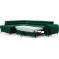 Canapé d'angle convertible - LARRY VELOURS Luxe vert, 5 places, angle gauche (vu de face)