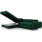 Canapé d'angle convertible - LARRY VELOURS Luxe vert, 5 places, angle gauche (vu de face)