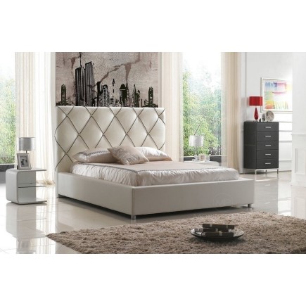 Lit en cuir italien de luxe ENJOY, blanc, 160x200