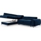 Canapé d'angle convertible - LARRY VELOURS Luxe bleu, 5 places, angle gauche (vu de face)