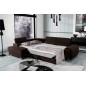 Canapé d'angle convertible - LARRY VELOURS Luxe marron, 5 places, angle gauche (vu de face)