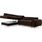 Canapé d'angle convertible - LARRY VELOURS Luxe marron, 5 places, angle gauche (vu de face)