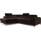 Canapé d'angle convertible - LARRY VELOURS Luxe marron, 5 places, angle gauche (vu de face)