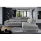 Canapé d'angle convertible - LARRY VELOURS Luxe, 5 places, gris , angle droit (vu de face)