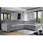 Canapé d'angle convertible - LARRY VELOURS Luxe, 5 places, gris , angle droit (vu de face)