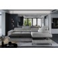 Canapé d'angle convertible - LARRY VELOURS Luxe, 5 places, gris , angle droit (vu de face)