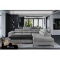 Canapé d'angle convertible - LARRY VELOURS Luxe, 5 places, gris , angle droit (vu de face)