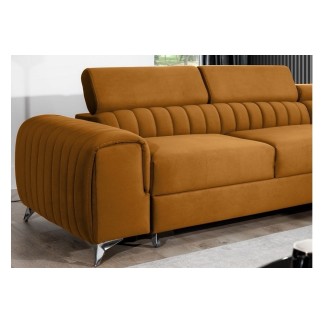 Canapé d'angle convertible - LARRY VELOURS Luxe, bronze, 5 places, angle droit (vu de face)