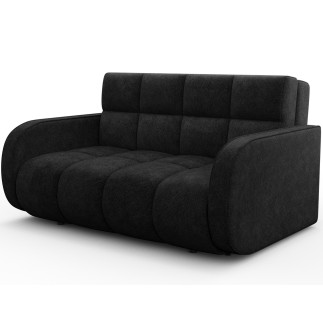 Canapé 2 places convertible tissu doux noir