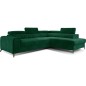 Canapé d'angle convertible - LARRY VELOURS Luxe vert, 5 places, angle droit (vu de face)