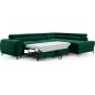 Canapé d'angle convertible - LARRY VELOURS Luxe vert, 5 places, angle droit (vu de face)