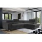 Canapé d'angle convertible - LARRY VELOURS Luxe gris foncé, 5 places, angle droit (vu de face)