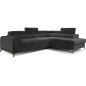 Canapé d'angle convertible - LARRY VELOURS Luxe gris foncé, 5 places, angle droit (vu de face)