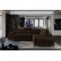 Canapé d'angle convertible - LARRY VELOURS Luxe marron, 5 places, angle droit (vu de face)