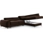 Canapé d'angle convertible - LARRY VELOURS Luxe marron, 5 places, angle droit (vu de face)