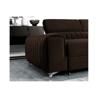Canapé d'angle convertible - LARRY VELOURS Luxe marron, 5 places, angle droit (vu de face)