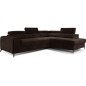Canapé d'angle convertible - LARRY VELOURS Luxe marron, 5 places, angle droit (vu de face)