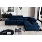 Canapé d'angle convertible - LARRY VELOURS Luxe bleu, 5 places, angle droit (vu de face)