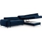 Canapé d'angle convertible - LARRY VELOURS Luxe bleu, 5 places, angle droit (vu de face)