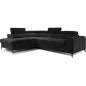 Canapé d'angle convertible - LARRY VELOURS velours Luxe noir, 5 places, angle gauche (vu de face)