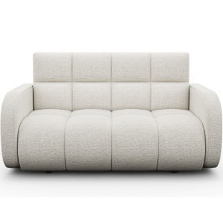 Canapé 2 places convertible tissu bouclette blanc cassé