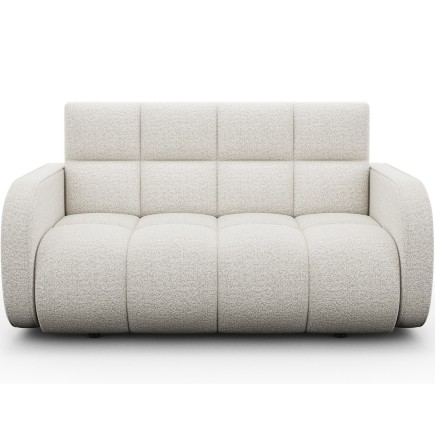 Canapé 2 places convertible tissu bouclette blanc cassé